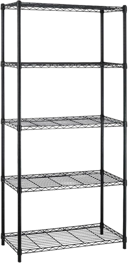 5-Shelf Metal Shelving Adjustable 1250Lbs Capacity, Storage Shelves for Garage Laundry Bathroom Kitchen Pantry Closet, NSF Certified Steel Organizer Wire Rack,Black, 72" H x 14" D x36 W