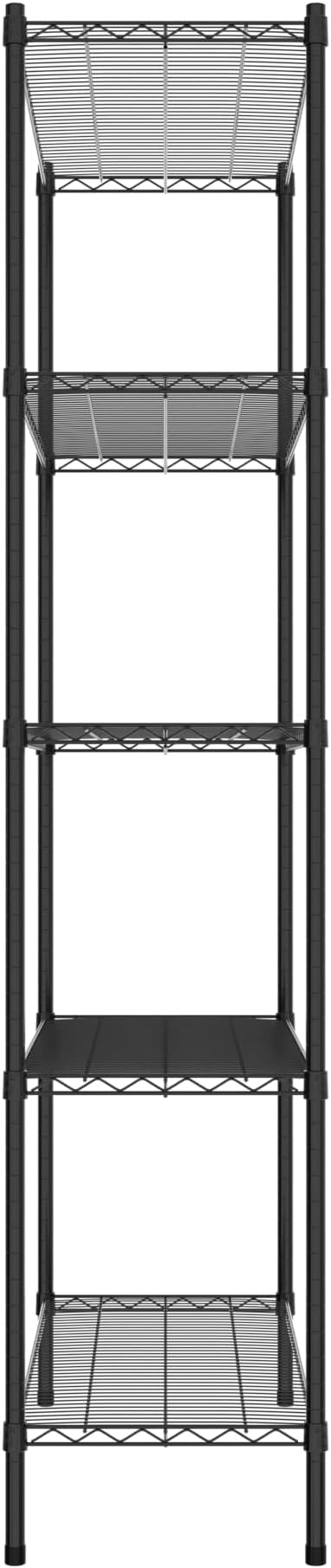 Commercial NSF Listed Black Epoxy Stationary Wire Shelving Kit 18" x 42" x 86", with 5 Shelves Perfect for Warehouse, Walk-in Refrigerator, Freezer, Grocery Store, Restaurant, Dishroom