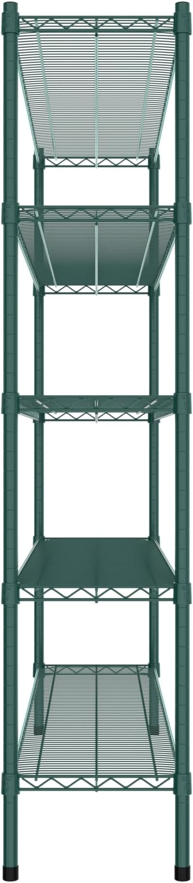 Commercial NSF Listed Green Epoxy Stationary Wire Shelving Kit 14" x 60" x 64", with 5 Shelves Perfect for Warehouse, Walk-in Refrigerator, Freezer, Grocery Store, Restaurant, Dishroom