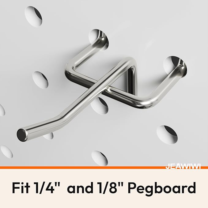 120 Pack 2 Inch Metal Pegboard Hooks, Fit 1/4 in and 1/8 in Peg Board Organizer Accessories, for Hanging Storage, Garages, Tool Sheds, Basements