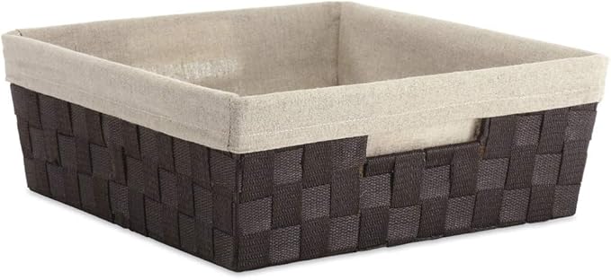Whitmor Woven Strap Liner Shelf Tote, Espresso