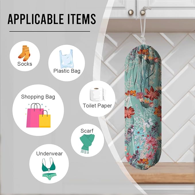 Aesthetic Plastic Bags Holder, Garbage Shopping Trash Bags Carrier Organizer, Large Trash Bag Storage Dispenser, Kitchen Housewarming Gifts for Women Family Friends Grandma Mom