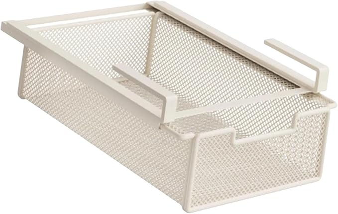 Wire Shelf Basket Organizer Hanging Pullout Drawer Basket Versatile Decor Sturdy Under Cabinet Hanging Drawer for Pantry Home, White