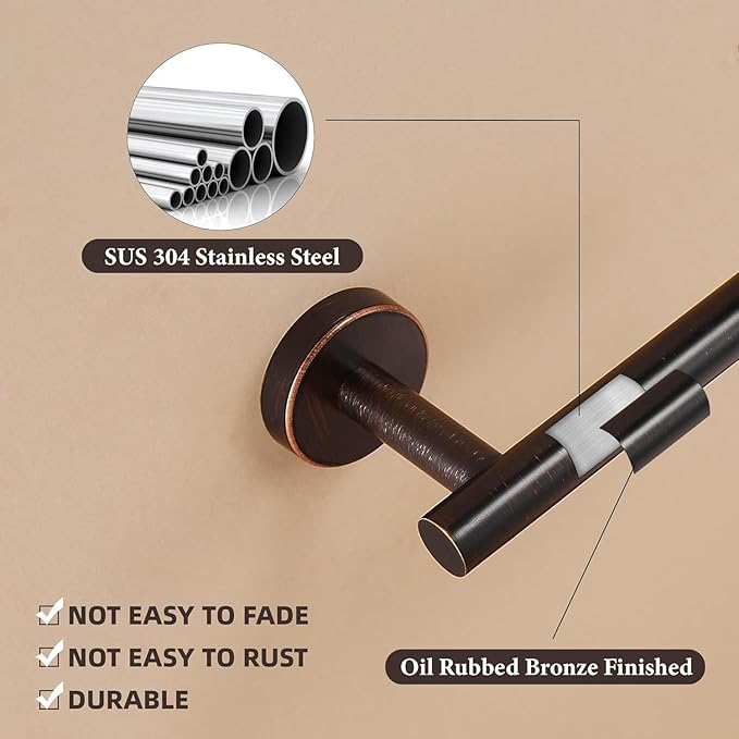 WINCASE Bronze Toilet Paper Holder, Towel Holder Oil Rubbed Towel Hooks, Bathroom Hand Towel Ring Toilet Paper Roll Holder Robe Hook Wall Mount, Farmhouse Stainless Steel Bathroom Accessories