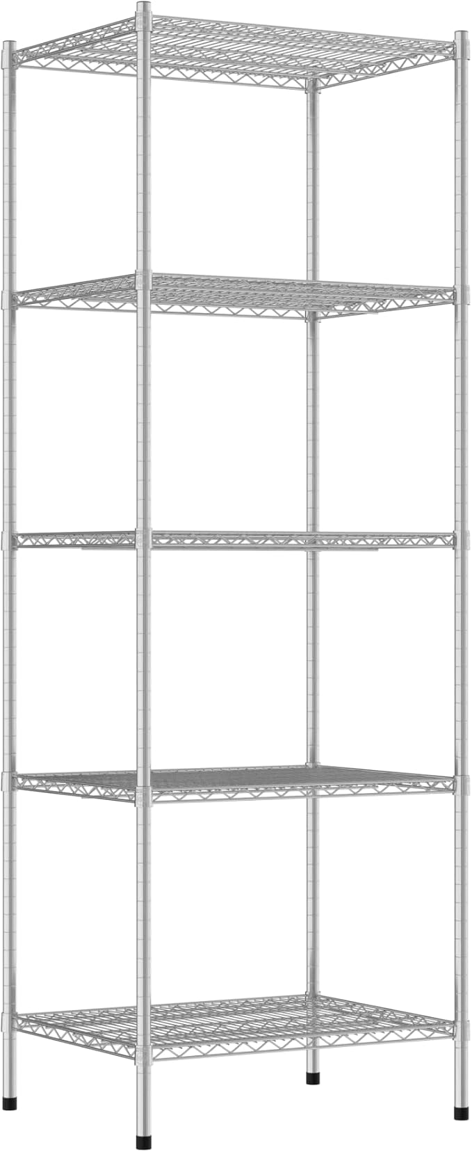 Commercial NSF Listed Chrome Stationary Wire Shelving Kit 24" x 30" x 86", with 5 Shelves Perfect for Warehouse, Walk-in Refrigerator, Freezer, Grocery Store, Restaurant, Dishroom