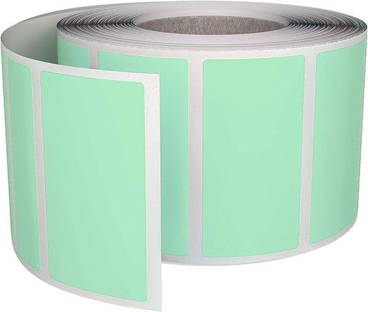 Royal Green Rectangular Color Coding Sticker Roll - Write On Labels for Folders & Organizing, 1.57" x 0.75" Stickers to Write On Name Tags for Office Supplies & Organization, 500-Pack (Pastel Green).