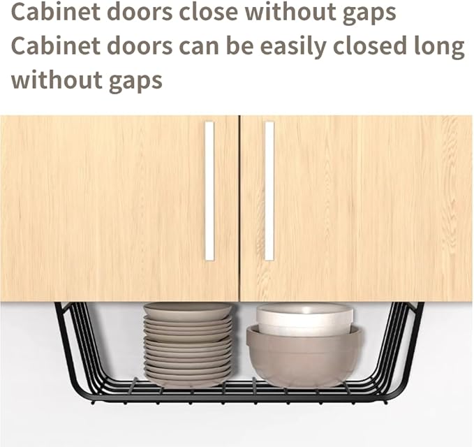 Under Shelf Storage Basket, Pantry Organizers and Storage Laundry Room Organization Under Cabinet Shelf Multipurpose Metal Under Shelf Wire Basket for Kitchen Office Desk (26cm/10in)