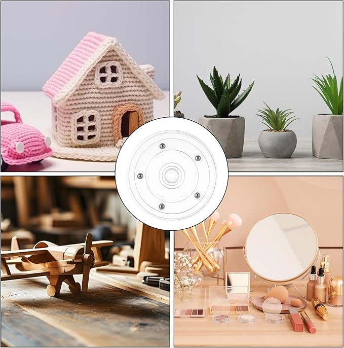 6 Pack 4 inch Small Lazy Susan, Lazy Susan Turntable Organizer Acrylic Cookie Turntable for Kitchen Spice Rack Table Cake Kitchen Pantry Decorating