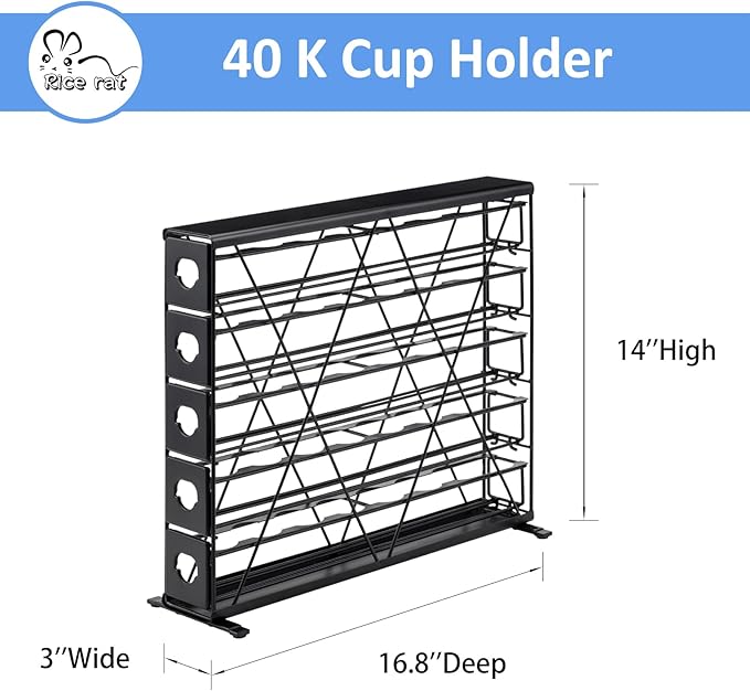 Rice rat k cup Holders for 5 Tier Coffee Pod Holder,Black Metal Space(40 pods)