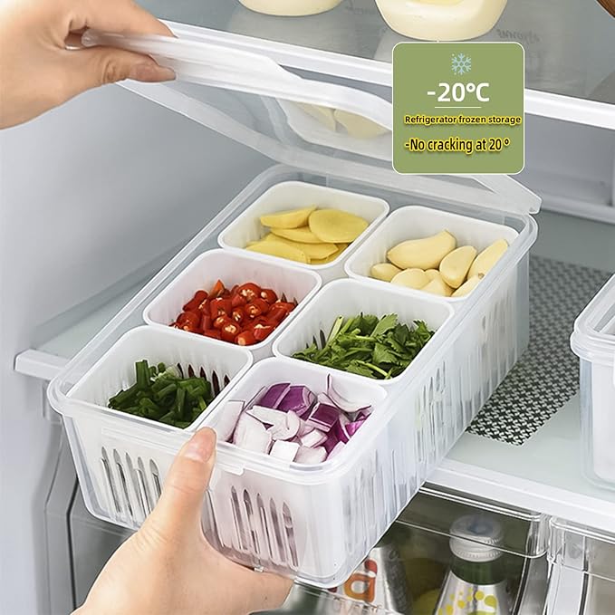 Jaugufiy Divided Veggie Tray with Lid Snackle Box Charcuterie Container Food Storage Containers with Airtight Lids，Refrigerator Food Prep Containers Food Storage Box Fruit Storage Organizer