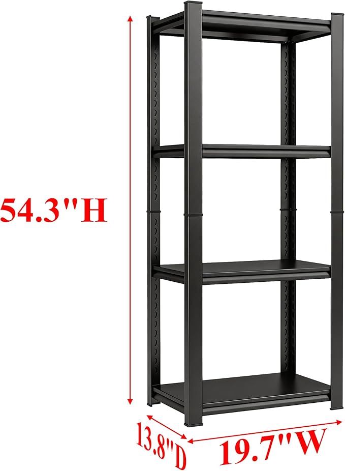 Kitchen Storage Shelves, Organizer Heavy Duty Metal Shelving, 4 Tier Shelving Unit Bakers Rack With Pantry Shelf, 2400 Lbs Industrial Kitchen Storage Organization Free Standing 19.7"W×13.8"D×54.3"H