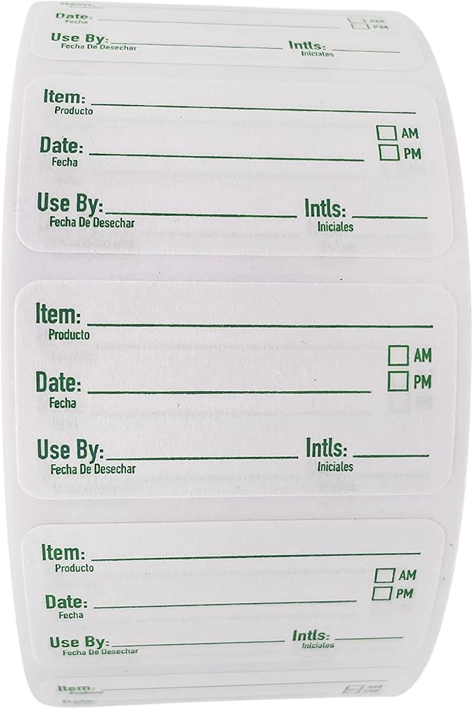 ATL Direct 2x1 Dissolvable Food Labels, 1000 Label Stickers, Bottle Labels for Storage Bins, Sticker Labels for Food containers (1000, Green)