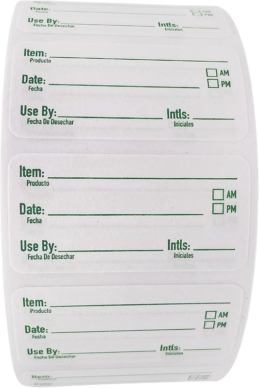 ATL Direct 2x1 Dissolvable Food Labels, 250 Label Stickers, Bottle Labels for Storage Bins, Sticker Labels for Food containers, (250, Green)
