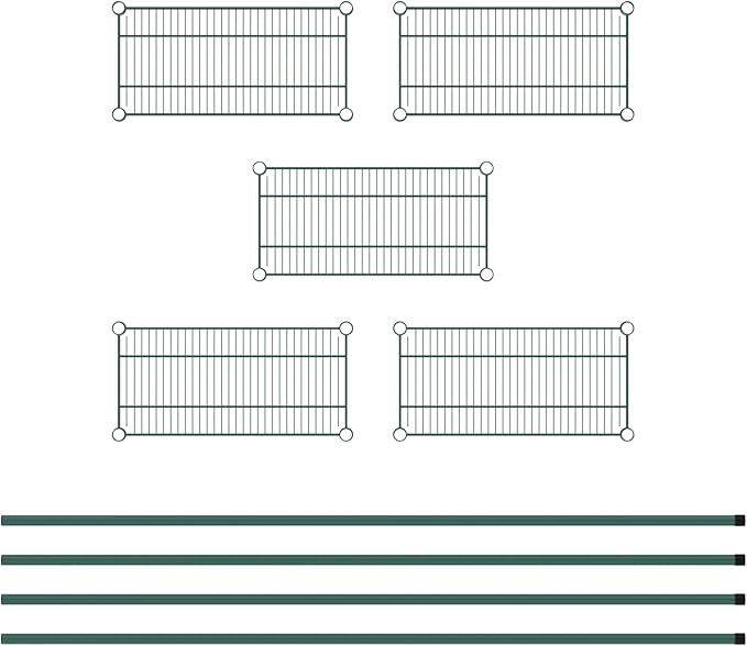Commercial NSF Listed Green Epoxy Stationary Wire Shelving Kit 12" x 24" x 74", with 5 Shelves Perfect for Warehouse, Walk-in Refrigerator, Freezer, Grocery Store, Restaurant, Dishroom