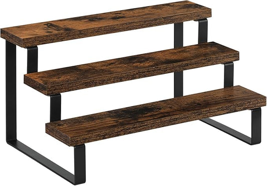 YINMIT Wooden Perfume Organizer, Tiered Cologne Organizer for Men, Black Cologne Stand Perfume Stand, Risers Display Stands for Perfume, Makeup, Cupcake, Dessert, Party (3 Tier Retro, 11.8 In)