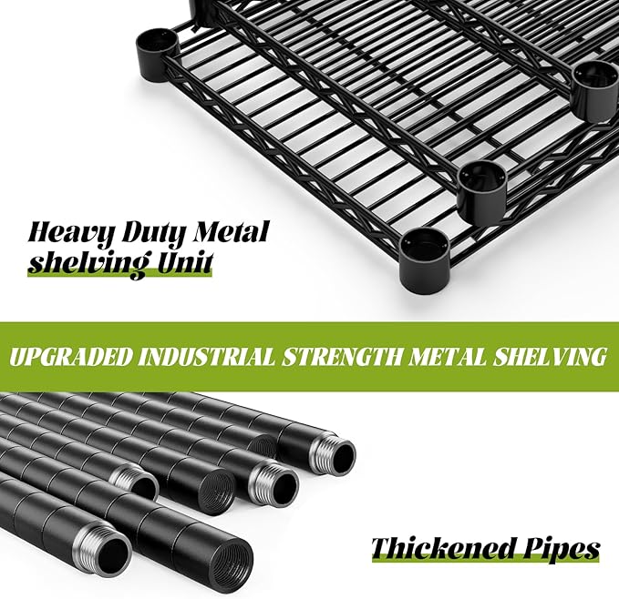 MODCART Storage Shelves, 4 PCS 48" L x 20" W x 72" H Heavy Duty Garage Wire Shelving Unit Loads 2000LBS, 5-Tier Adjustable Metal Industrial Utility Shelf Rack for Kitchen, Laundry Room, Basement