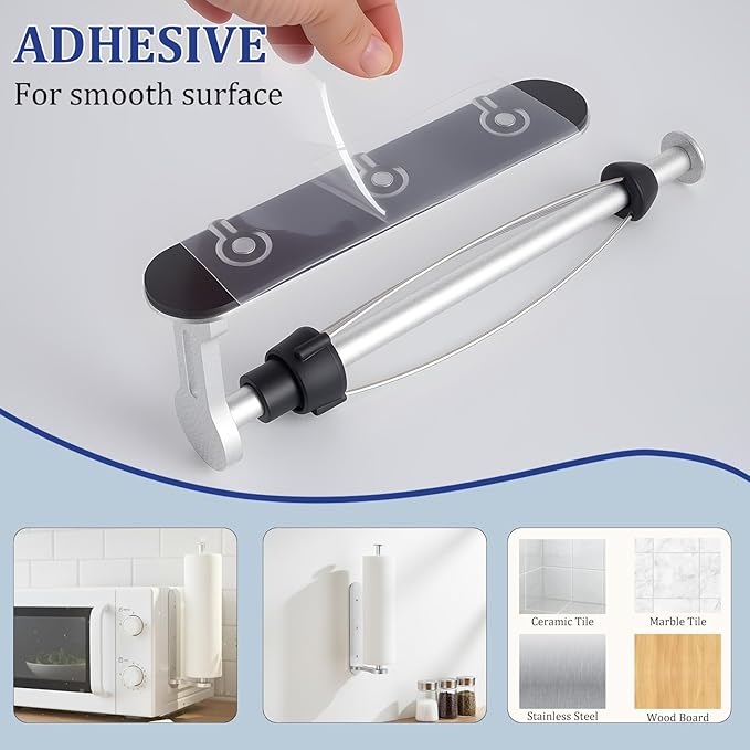 Magnetic Paper Towel Holder for Fridge-Great Adhesive Magnetic,One Hand Operable Paper Towel Holder,No Drill Wall Mount Hanging for RV Kitchen (Silver)