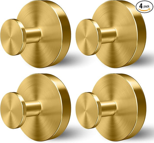 Shower Hooks for Inside Shower,Suction Cup Hooks for Glass Window,Removable Towel Hooks for Bathrooms,4 Packs(Gold)