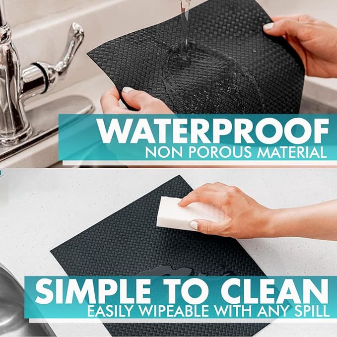Shelf Liner, Drawer Liner & Kitchen Cabinet Liner – Thick Waterproof Rubber Refrigerator Liners, Fridge Mat, Wire Shelf Cover for Dresser, Pantry, Bathroom, Closet & Toolbox