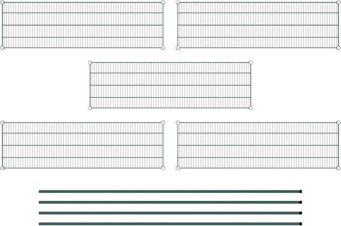 Commercial NSF Listed Green Epoxy Stationary Wire Shelving Kit 18" x 60" x 96", with 5 Shelves Perfect for Warehouse, Walk-in Refrigerator, Freezer, Grocery Store, Restaurant, Dishroom