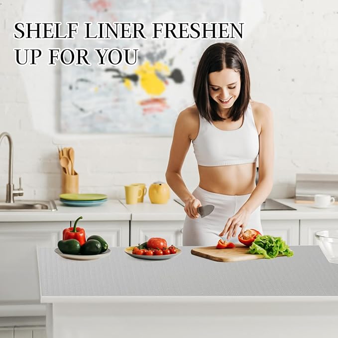 Beautysaid Shelf and Drawer Liner for Kitchen Cabinet, Non Adhesive Non Slip Shelf Paper Waterproof Washable Thickened for Dresser Pantry Shelve Bathroom Protector Liner(Light Grey,12 in x 30 FT)