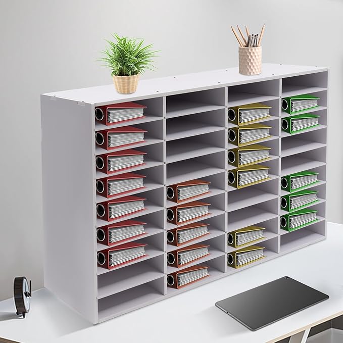 36 Compartment File Organizer - Document Storage Cabinet with Detachable Partitions, Anti-Slip Pads, for Office Home School