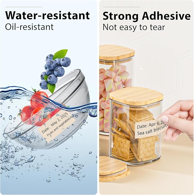 PALAIBEIQI 1x2 inch Blank Removable Freezer Labels Printable Rectangle Stickers 500PCS Water Oil Resistant with Perforation Line for Food Containers Jars Pantry Organization, Light Brown