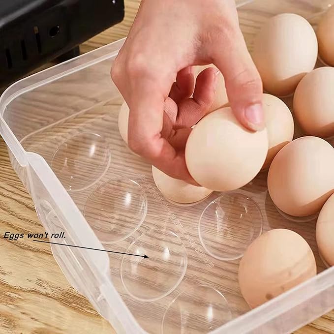 Egg Storage Container for Refrigerator, 3-Layer Deviled Egg Tray, Stackable Fridge Egg Organizer with Lid and Handle, Extra Large Holder, 60 Count Eggs Keeper (red 3 layer)