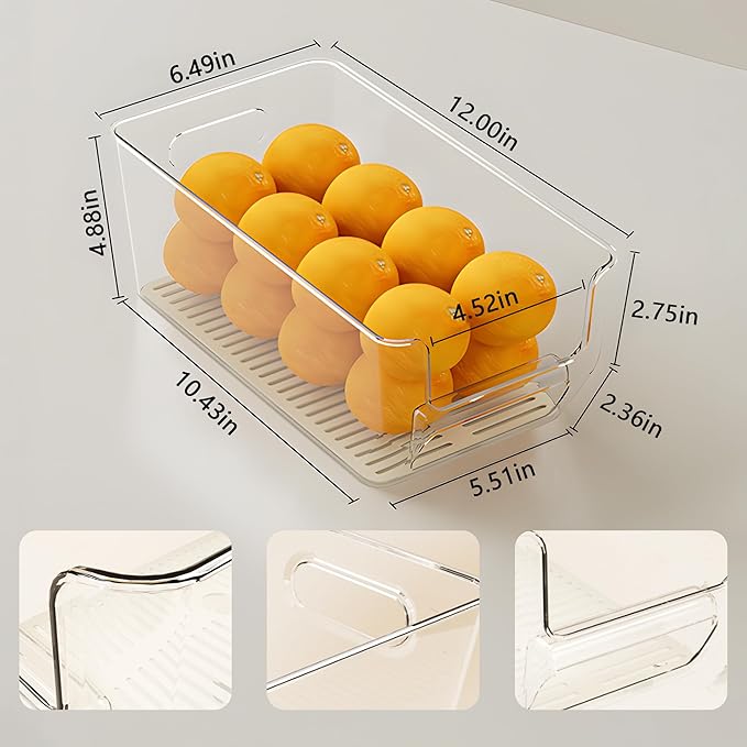 7Pcs Clear Plastic Storage Bins, Refrigerator Organizer Bins with Handles, Freezer Organizer Clear Organizing Bins, BPA-Free Fridge Storage Containers for Fridge, Freezer, Cabinet, Kitchen, Pantry