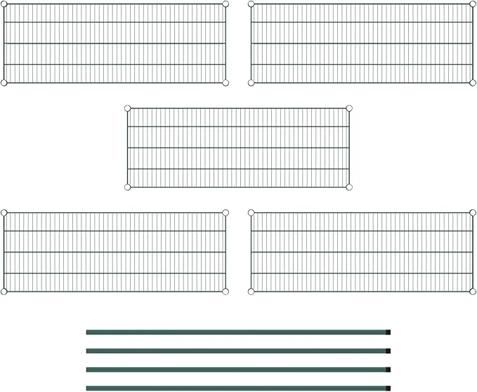 Commercial NSF Listed Green Epoxy Stationary Wire Shelving Kit 18" x 48" x 64", with 5 Shelves Perfect for Warehouse, Walk-in Refrigerator, Freezer, Grocery Store, Restaurant, Dishroom