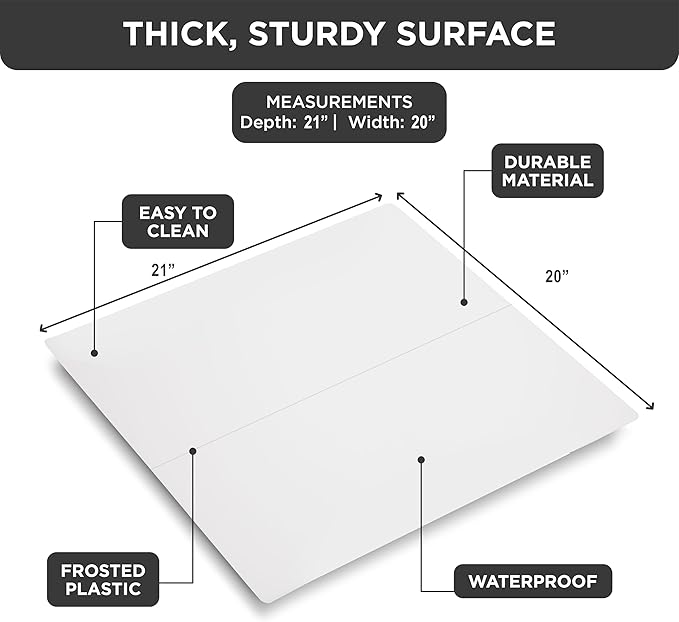 HOLDN' STORAGE Hard Plastic Liner for Pull Out Shelf, Fits Pull Out Cabinet Organizer 21" W x 20" L - Shelf Protector Liner, Clear Frosted