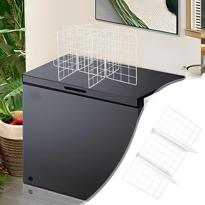 DOITOOL Refrigerator Dividers Organizer, Freezer Storage Organizer with Iron Wire Mesh, 6-compartment Chest Freezer Divider for Space Optimization and Food Sorting