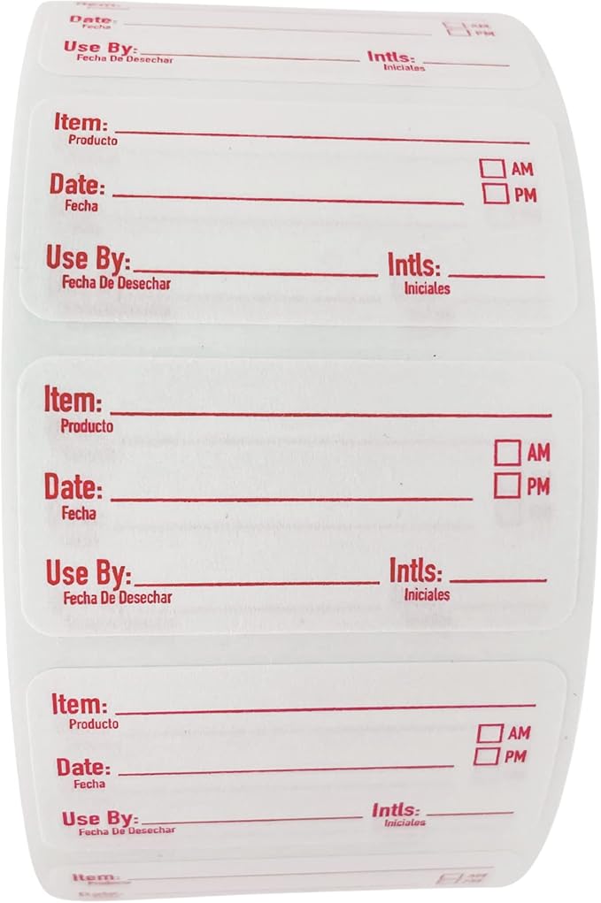 ATL Direct 2x1 Dissolvable Food Labels (500, Red) - Writeable Material, Easy Removal, Restaurant Supplies, Kitchen Labels