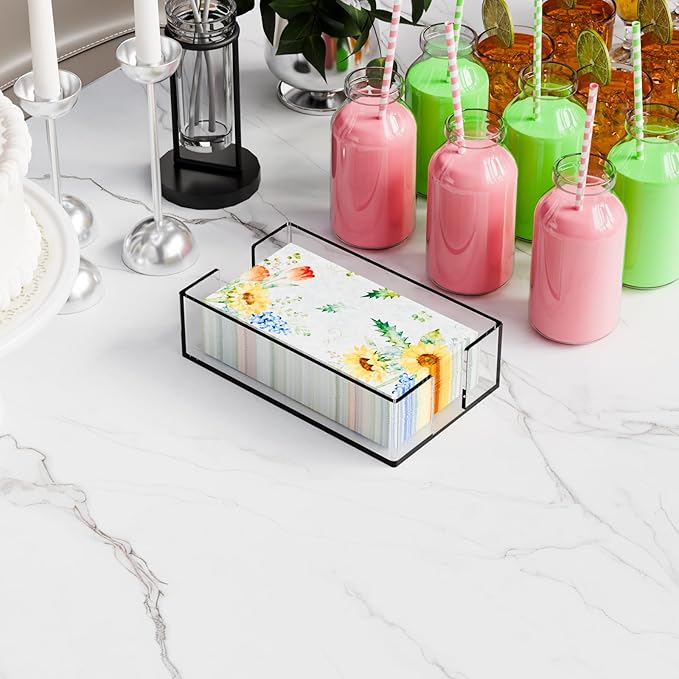 Acrylic Bathroom Napkin Holder,Clear Guest Towel Holder Tray For Bathroom,Waterproof Splashing Vertical Disposable Paper Hand Towel Holder,Modern Dining Table Napkin Tray for Home,Hotel,Office,Kitchen