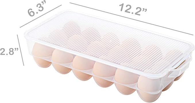 ZHENFAN Clear Plastic Egg Holder for Refrigerator, Stackable Egg Storage Trays With Lid & Handles, Plastic Egg Box Carrier 4 Pack, BPA-Free Egg Storage Container for 18 Eggs