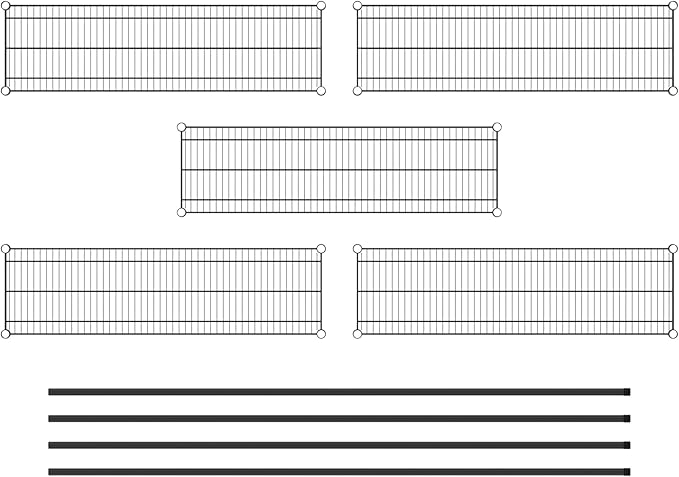 Commercial NSF Listed Black Epoxy Stationary Wire Shelving Kit 14" x 48" x 86", with 5 Shelves Perfect for Warehouse, Walk-in Refrigerator, Freezer, Grocery Store, Restaurant, Dishroom