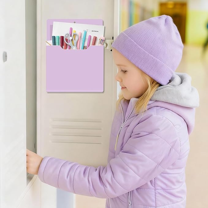 Fuutreo 6 Pcs Magnetic Wall File Organizer Magnetic Wall File Holder Refrigerator Magazine Holder for Mail Letters Paper(Violet Color,12.2 x 9.4 Inch)
