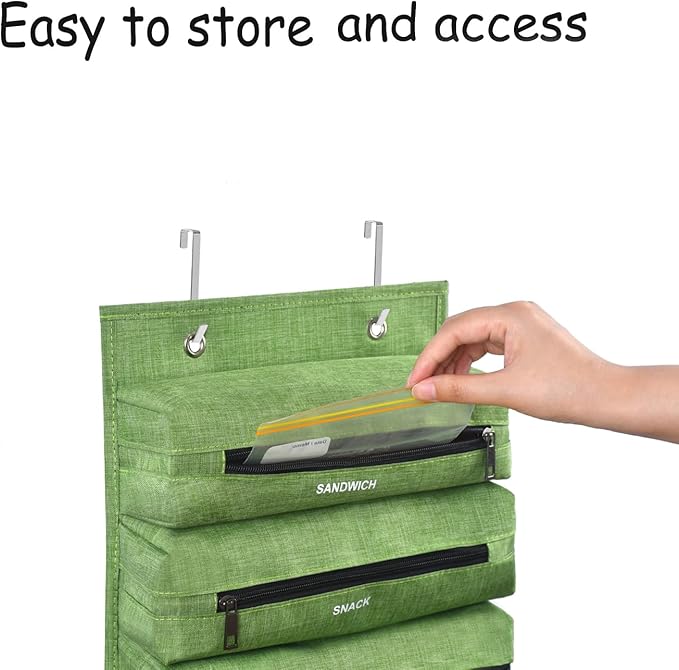 Zipper Bag Organizer Compatible with Gallon, Quart, Sandwich & Snack Food Storage Bag, Kitchen Plastic Bag Storage Organizer for Kitchen RV Camper