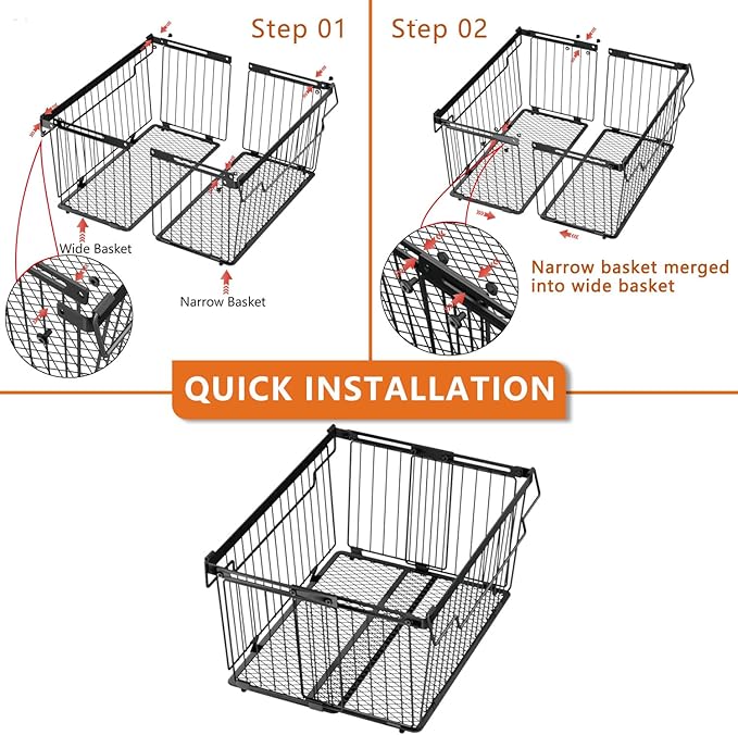 Large Freezer Organizer Bins，Upgraded Bottom Leak-Proof net，Fit 5 to 9 Cu Ft Chest Freezer，3 Pack， Expandable Stackable Chest Freezer Containers with Handle (Black-3Pack)
