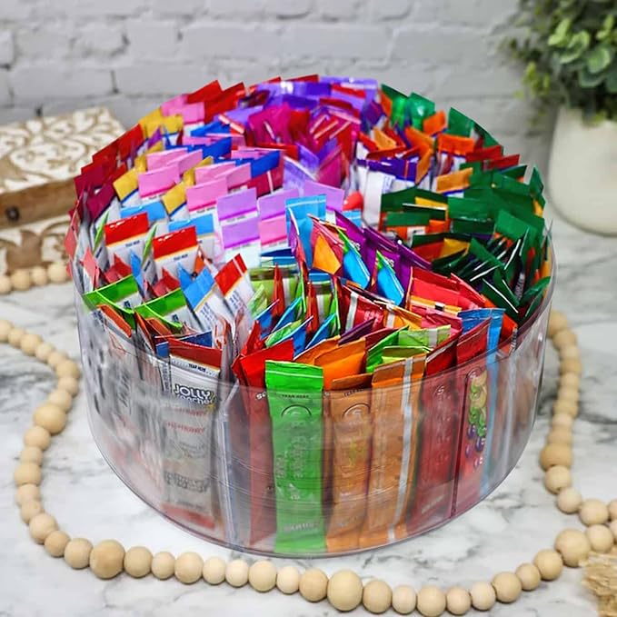 Drink Packet Organizer for Powdered Drink Mix,Powder Packet,Water Packet,Water Flavor Packet,Lazy Susan Organizer for Drink Mix Rotating Holder for Drink Mix Necessities