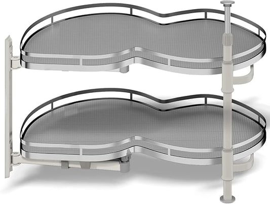 Blind Corner Cabinet Pull Out Organizer, Soft Close Swing Left Pull Out Cabinet Organizer 26 inch, Corner Cabinet Lazy Susan for Cabinet Blind Shelf, 2 Tiers Tray, Adjustable Height