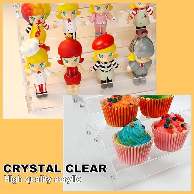 Acrylic Riser, 12 Inch 3 Tier Clear Perfume Organizer, Skincare Organizer, Cupcake Stand, Sturdy Shelves for Display Decoration and Organization
