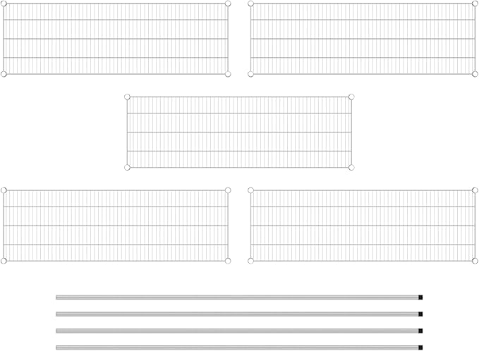 Commercial NSF Listed Chrome Stationary Wire Shelving Kit 18" x 54" x 86", with 5 Shelves Perfect for Warehouse, Walk-in Refrigerator, Freezer, Grocery Store, Restaurant, Dishroom