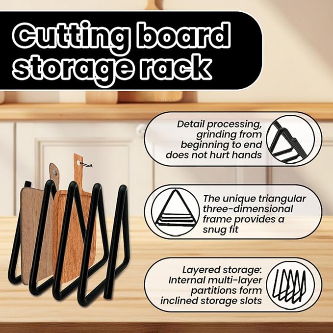 Cryfokt Cutting Board Organizer, Stainless Steel Kitchen Cabinet Organizer for Various Sizes Space Saving Divided Rack for Baking Trays, Cutting Boards, Baking Sheets Holder