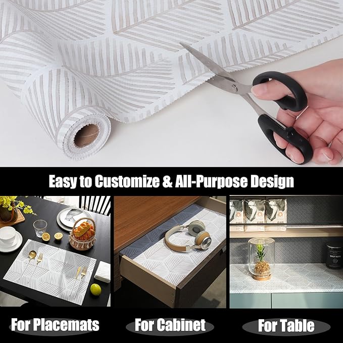 Shelf Liners for Kitchen Cabinets, 24IN x 10FT Non Adhesive and Strong Non-Slip Shelf Cabinet Drawer Liners for Kitchen Wire Fridge, Waterproof Shelf Drawer Liner,Easy to Clean