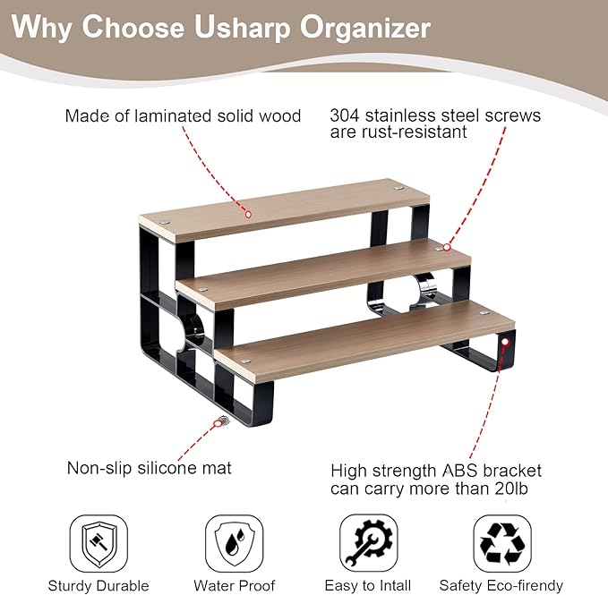 Perfume Stand Organizer for Men,3 Tier Display Riser,Display Shelf for Bedroom,Dresser,Wooden Shelf Cologne Stand for Party,Makeup,Figures,Cupcake,Dessert,Gift(Walnut,Width=14")