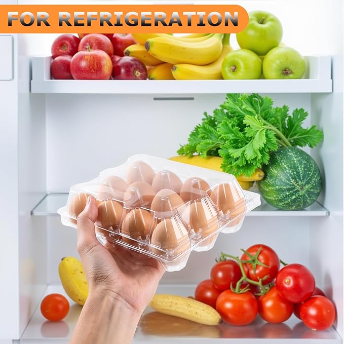 48 Pack Egg Cartons Cheap Bulk 12 Count, 1 Dozen Clear Empty Chicken Egg Cartons for Chicken Eggs, Plastic Egg Holder Egg Container for Family, Chicken Farm and Markets - Medium Reusable Egg Carton