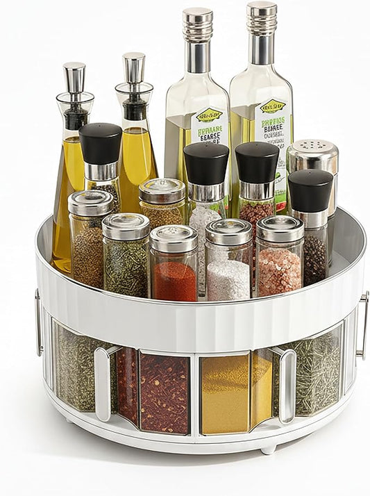 Single Tier Lazy Susan, 12 Inch Plastic Rotating Organizer Tray - Space Saving for Kitchen Cabinet, Refrigerator, Bathroom