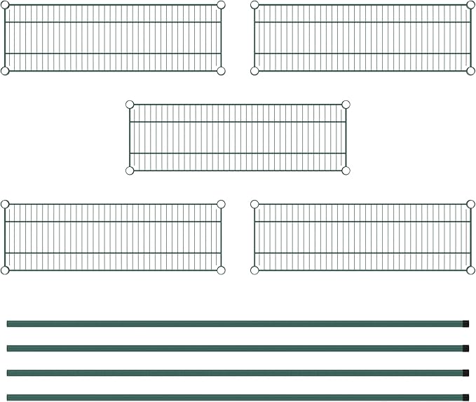 Commercial NSF Listed Green Epoxy Stationary Wire Shelving Kit 12" x 36" x 74", with 5 Shelves Perfect for Warehouse, Walk-in Refrigerator, Freezer, Grocery Store, Restaurant, Dishroom