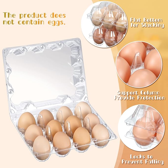 Zubebe 400 Pcs Plastic Egg Cartons Clear Egg Cartons Bulk Blank Tray for Chicken Farm Business Market Home Refrigerator Storage